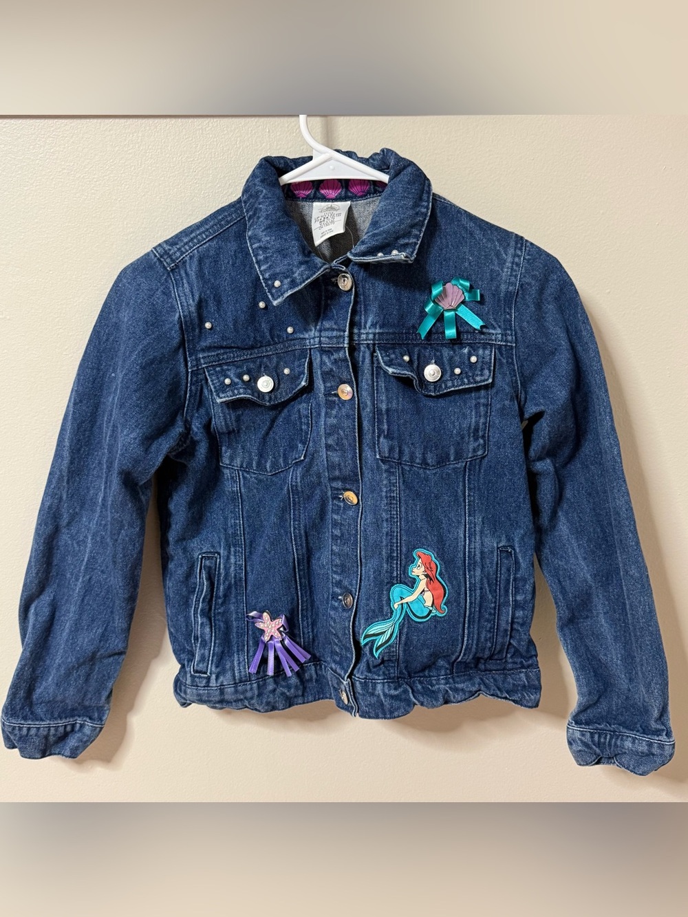 Disneyland Ariel Denim Girls Jean Jacket 11/12 Little Mermaid Cotton Princess